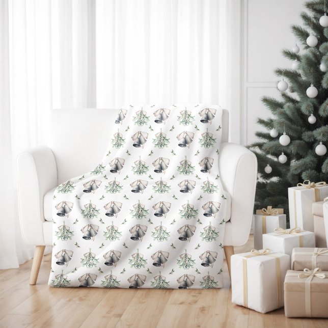 Manta Polar Navidades del Mistletoe Silver Bells (Mistletoe Silver Bells Christmas Holiday Blanket)