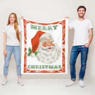 Manta Polar Navidades del Retro Vintage Jolly Santa Claus