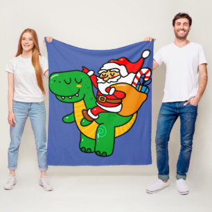 Manta Polar Navidades Dinosaurios Santa Riding T Rex Xmas Niño