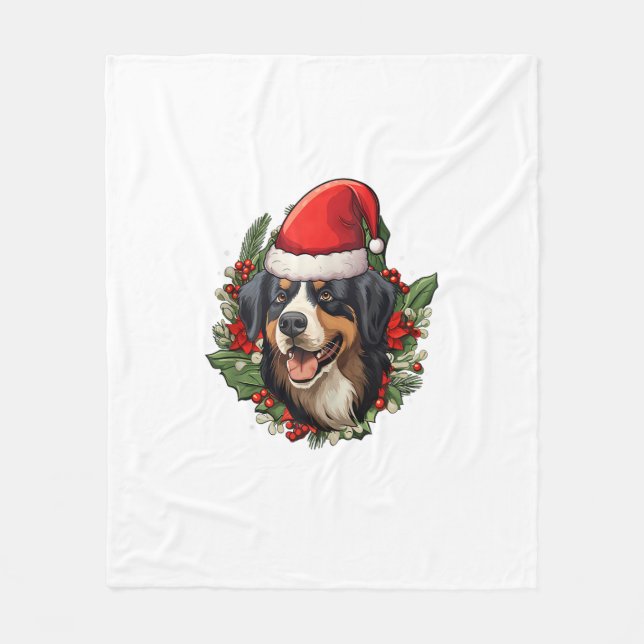 Manta Polar Navidades divertidos Bernese Mountain Dog (Anverso)