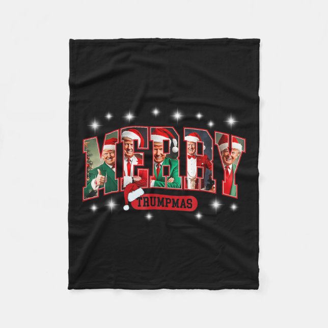 Manta Polar Navidades divertidos de Santa Trump (Anverso)