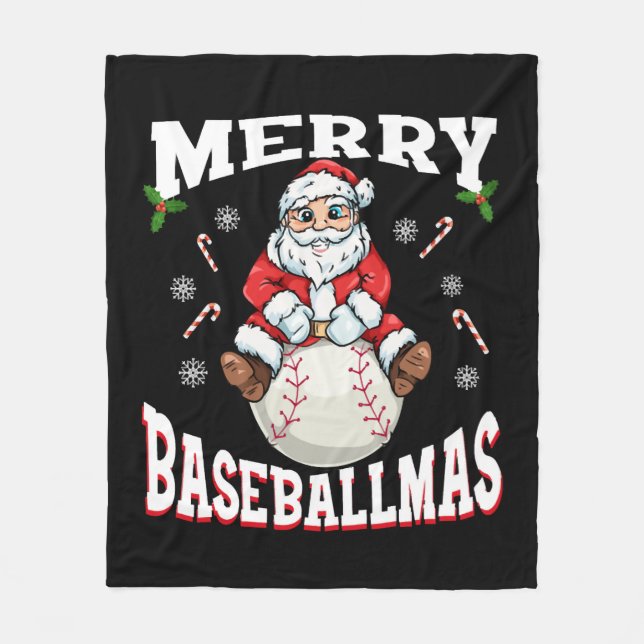 Manta Polar Navidades divertidos del béisbol de Santa María Ba (Anverso)