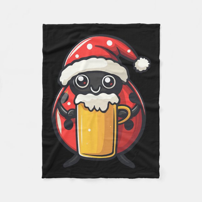 Manta Polar Navidades divertidos, Ladybug con Beer Comic (Anverso)