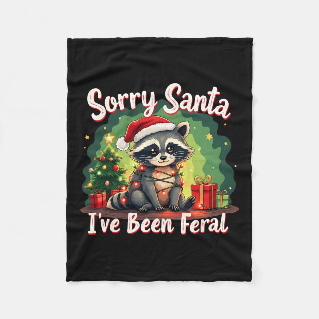 Manta Polar Navidades divertidos Raccoon Meme Lo siento Santa  (Anverso)