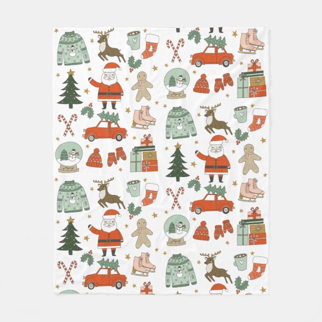 Manta Polar Navidades Doodles festín fleece Blanket (Anverso)