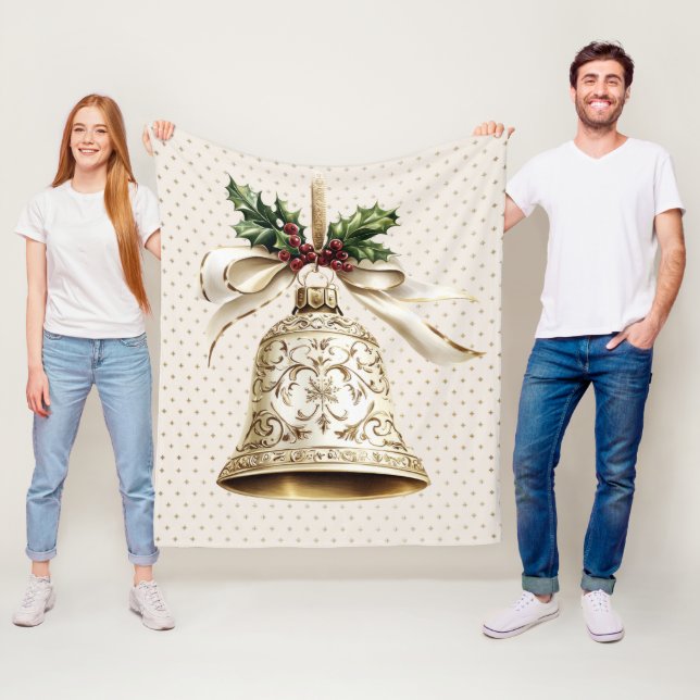 Manta Polar Navidades dorados doblan brillantes estrellas verd (In situ)