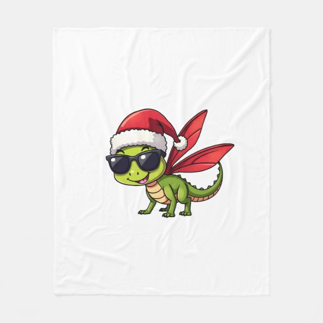 Manta Polar Navidades Dragonfly Santa Hat Divertidos niños de  (Anverso)