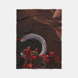 Manta Polar Navidades ecuestres colgando foto de herradura