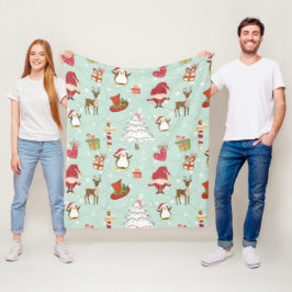 Manta Polar Navidades Elementos Elves de renos