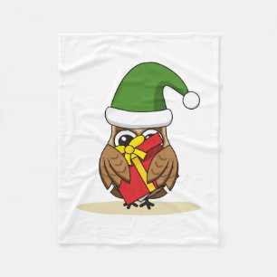 Manta Polar Navidades Elf Owl con presente