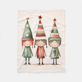 Manta Polar Navidades elfos en Gorras festivos