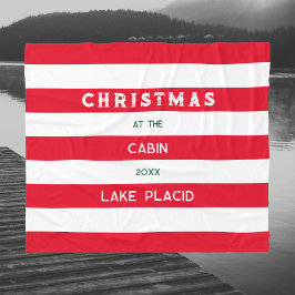 Manta Polar Navidades En La Cabina Red Nautical Stripe Lake