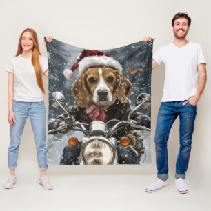 Manta Polar Navidades en motocicleta Beagle Dog Riding