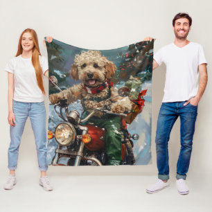 Manta Polar Navidades en motocicleta de Cockapoo Dog Riding