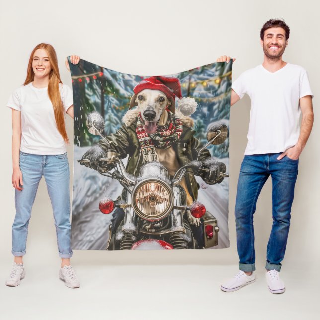 Manta Polar Navidades en motocicleta de perros de Greyhound (In situ)