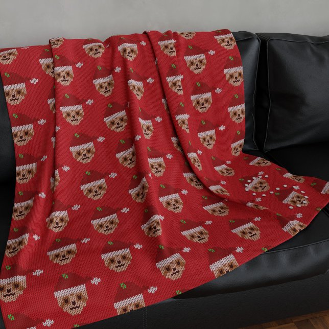 Manta Polar Navidades eslovacos lindo festín de fleche roja (A fun and festive Christmas sloth fleece blanket with space for your initial)