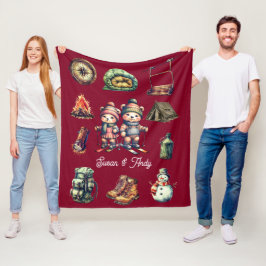 Manta Polar Navidades Esquiar Animal Adventure Bear Maroon al 