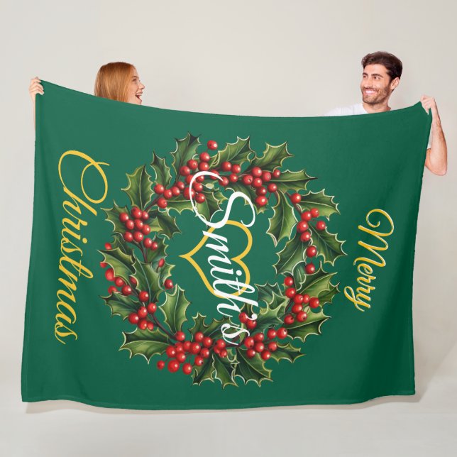 Manta Polar Navidades familiares personalizados Garland (In situ)