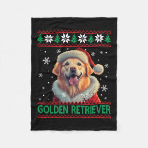 Manta Polar Navidades feos del Golden Retriever Santa Hat