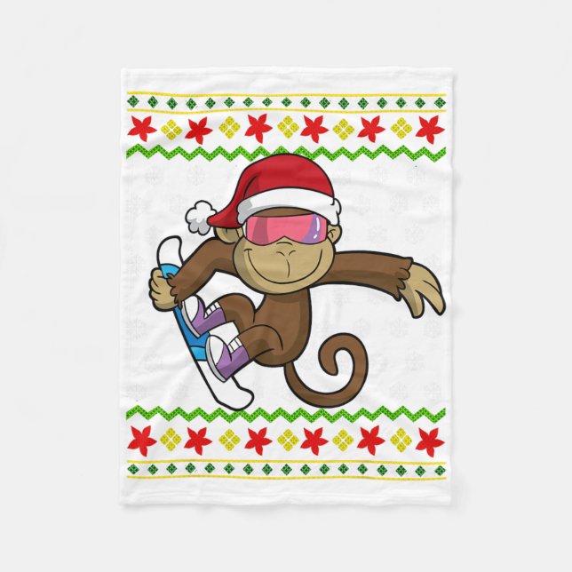 Manta Polar Navidades feos Mono Snowboard Snowboard Snowboard  (Anverso)