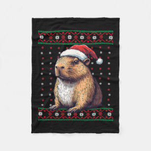 Manta Polar Navidades feos sudan Capybara Lover Santa Hat Fu