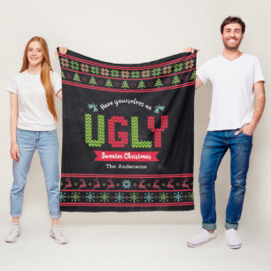 Manta Polar Navidades feos Sweater Nordic Knit Fun Chalkboard