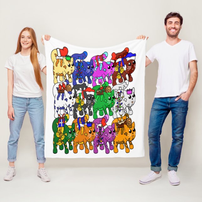 Manta Polar Navidades festivos Jolly Meowy gatos (In situ)