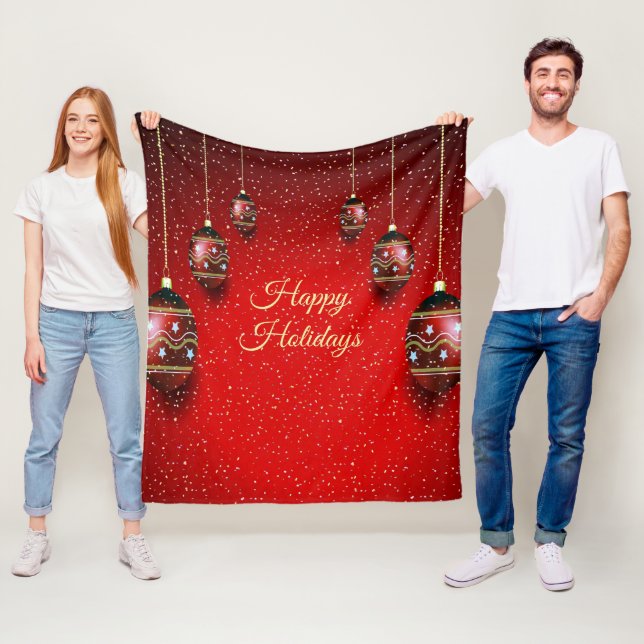 Manta Polar Navidades Fiesta Golden Red Winter Holidays Elegan (In situ)