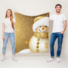 Navidades Fiesta Golden Snowman Snowflakes Holiday