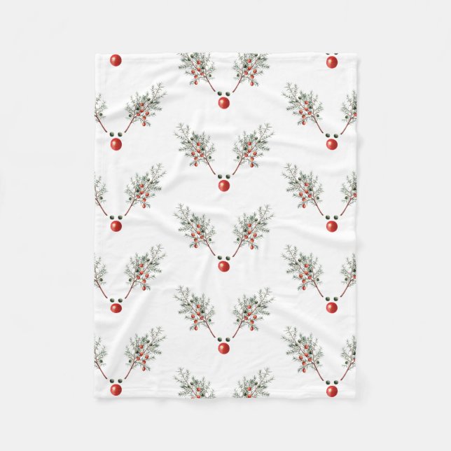 Manta Polar Navidades Fiesta Red Nosed Deer Pine Berries (Anverso)