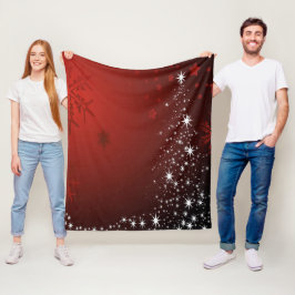 Manta Polar Navidades Fiesta White Stars Tree Copos de nieve r