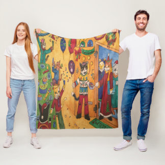 Manta Polar Navidades Fiestas Gatos