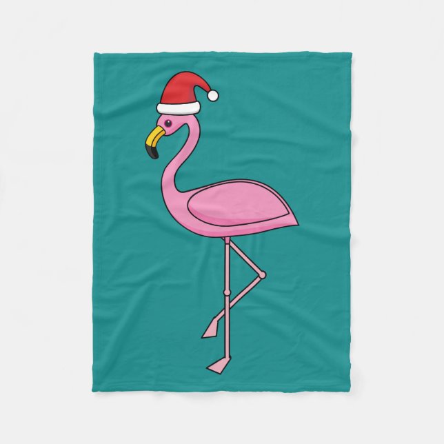 Manta Polar Navidades Flamingo con Santa Hat (Anverso)