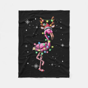 Manta Polar Navidades Flamingo Santa Hat Xmas Luces Flamingo