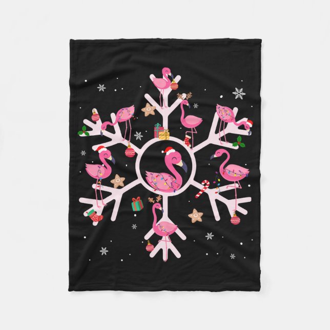 Manta Polar Navidades Flamingo Santa Hat Xmas Luces Flamingo (Anverso)