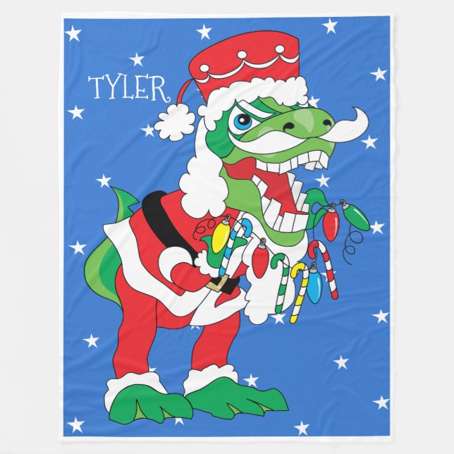 Manta Polar Navidades Fleece Blanket/TySantaSaurus Rex grande (Anverso)