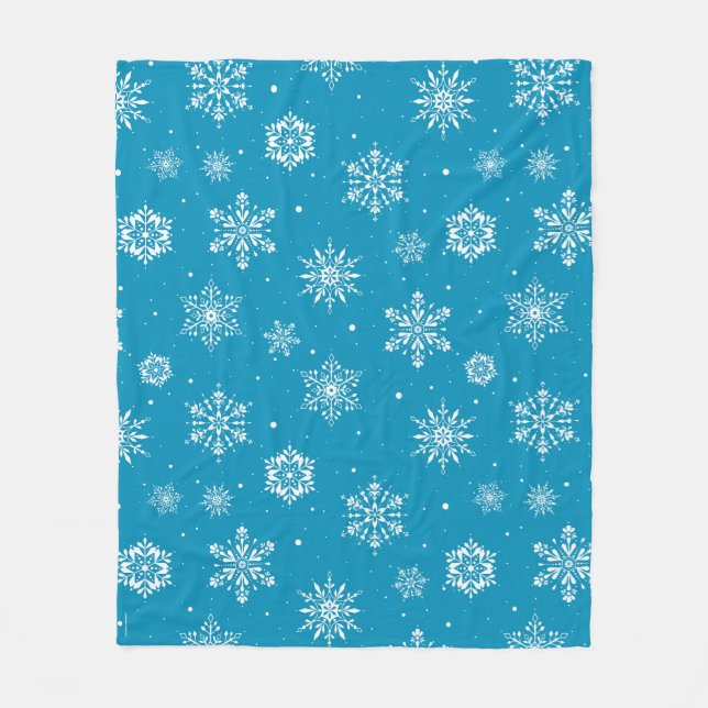 Manta Polar Navidades Folk Snowflakes IceBlue Fleece Blanket
