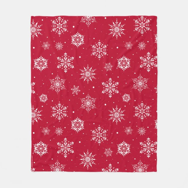 Manta Polar Navidades Folletos De Snowflakes Red Fleece Blanke (Anverso)