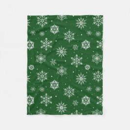Manta Polar Navidades folletos Snowflakes Green Fleece Blanket