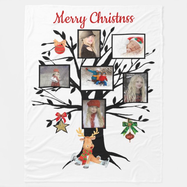 Manta Polar Navidades Foto Familia Fleece Blanket (Anverso)