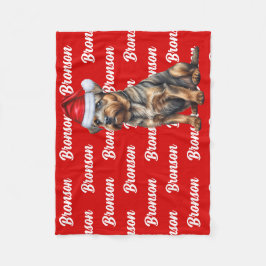 Manta Polar Navidades Fronteriza con el nombre del perro