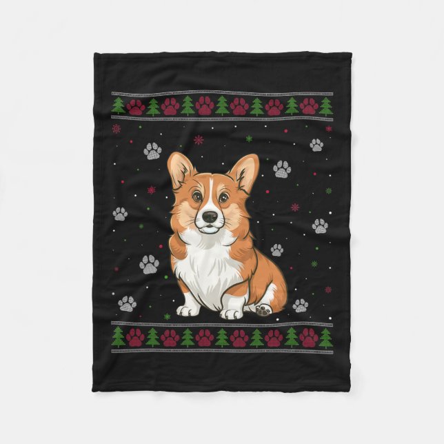 Manta Polar Navidades galeses de Corgi suéter Mascota de Navid (Anverso)