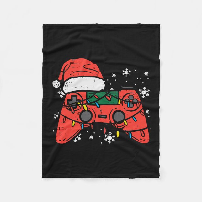 Manta Polar Navidades Gamer Controller Xmas Niños Jóvenes Me (Anverso)