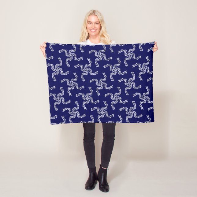 Manta Polar Navidades Garland Blue, decoración de Navidades, N (In situ)