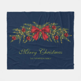 Manta Polar Navidades Garland Con Bow Rojo Y Balbuceos