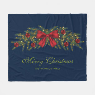 Manta Polar Navidades Garland Con Bow Rojo Y Balbuceos
