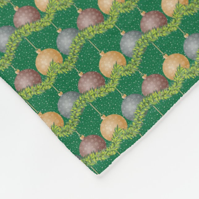 Manta Polar Navidades garland y ornamentos patrón de vacacione (Esquina)