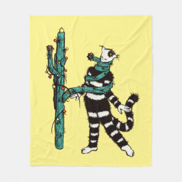 Manta Polar Navidades Gato Y Cactus Xmas Extraños