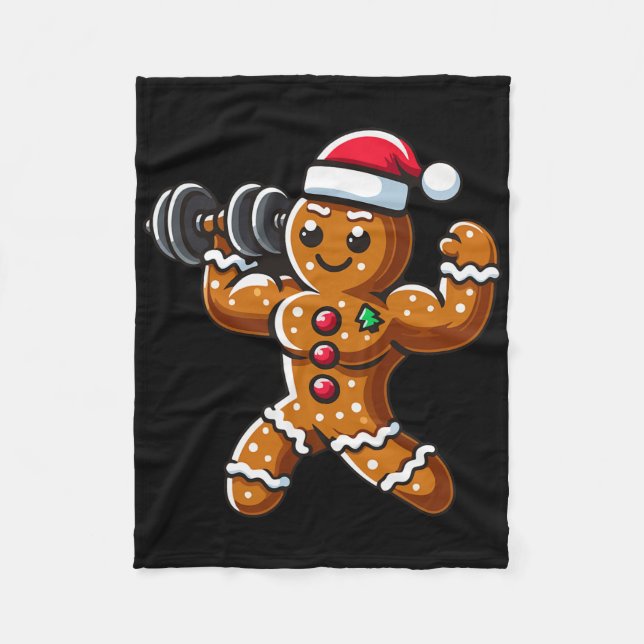 Manta Polar Navidades Gingerbread Halterofilia Man Workout Bo (Anverso)