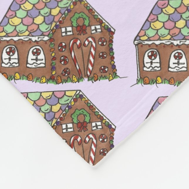 Manta Polar Navidades Gingerbread House Candy Holiday Purple (Esquina)